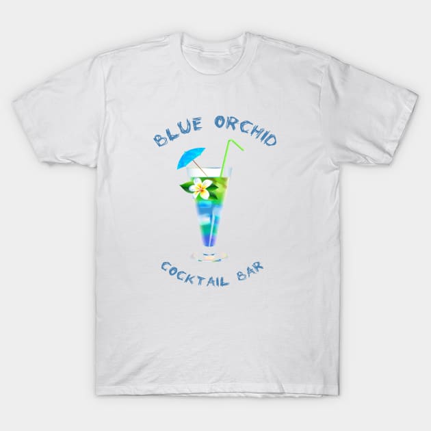 Blue Orchid Cocktail Bar T-Shirt by ZippyTees